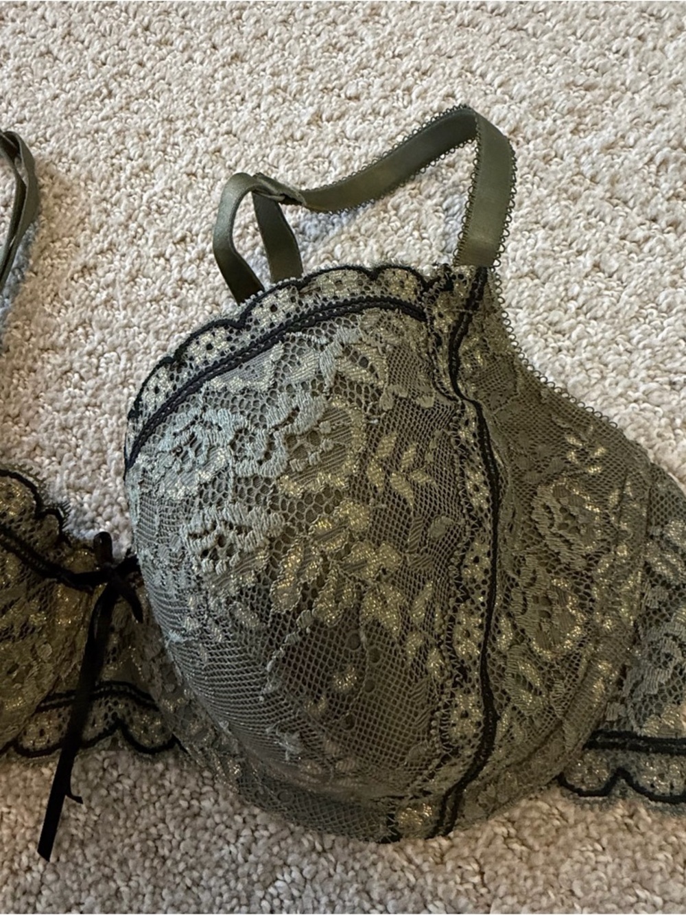 Heidi Klum Intimates Margaux Balconette Contour Bra Green Sz 36D Lace H23-1076 - Picture 4 of 10